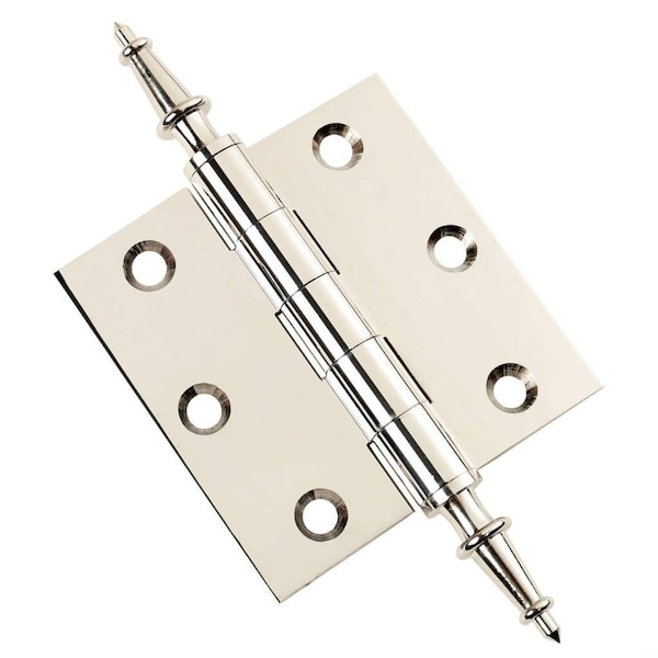 Embassy 3 x 3 Solid Brass Hinge, Polished Nickel Finish with Steeple Tips 3030US14S-1 - main